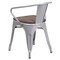Flash Furniture Silver Metal Chair with Wood Seat and Arms, PK4 4-CH-31270-SIL-WD-GG - alternate 4